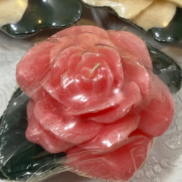 VTG 4 White 1 Pink Magnolia Floating Floral Candles Michael Coffindaffer 5.5"x4" - Picture 10 of 11